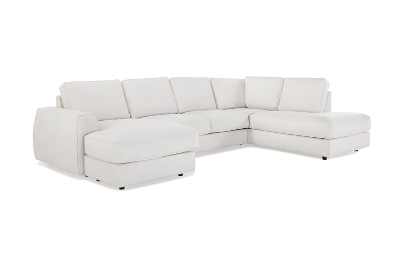 Optus Lyx 4-sits Högervänd U-formad Soffa med Divan och Schäslong i Tyg - Ljusgrå - Möbler - Soffa - U-soffa
