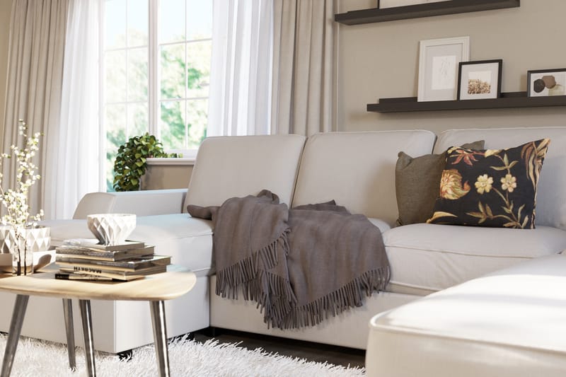 Optus Lyx 4-sits Högervänd U-formad Soffa med Divan och Schäslong i Tyg - Ljusgrå - Möbler - Soffa - U-soffa