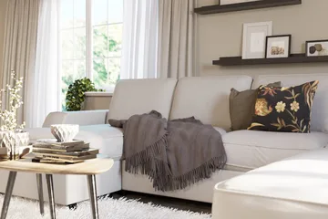 Optus Lyx 4-sits Högervänd U-formad Soffa med Divan och Schäslong i Tyg - Ljusgrå - Möbler - Soffa - U-soffa