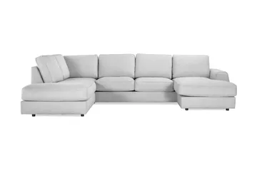 Optus Lyx 4-sits Vänstervänd U-formad Soffa med Divan och Schäslong i Tyg - Grå - Möbler - Soffa - U-soffa