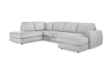 Optus Lyx 4-sits Vänstervänd U-formad Soffa med Divan och Schäslong i Tyg - Grå - Möbler - Soffa - U-soffa