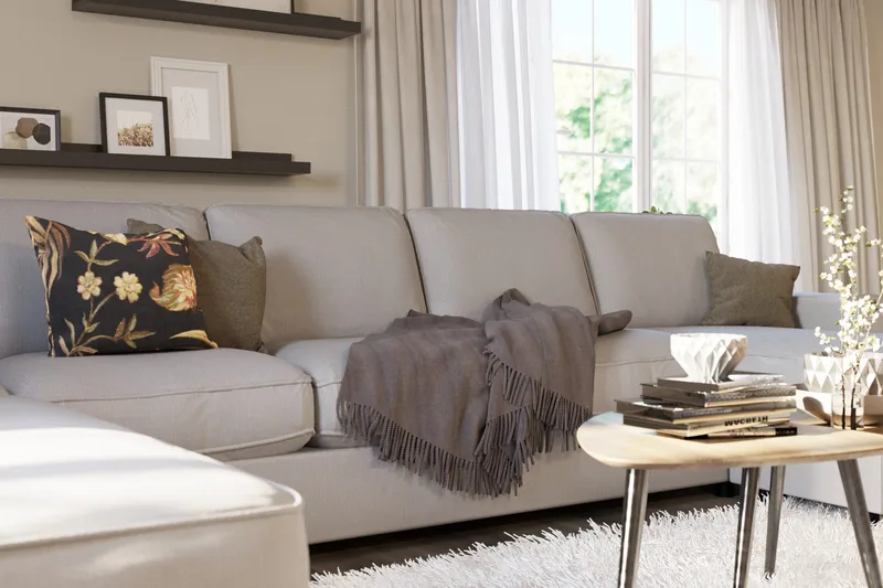 Optus Lyx 6-sits Vänstervänd U-formad Large Soffa med Divan och Schäslong i Tyg - Grå - Möbler - Soffa - U-soffa