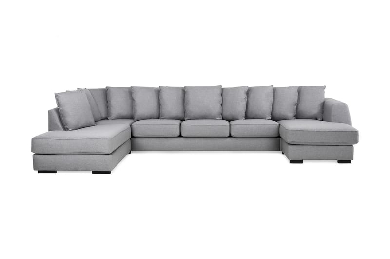 Optus U-soffa Large med Divan Höger inkl Kuvertkuddar - Ljusgrå - U-soffa