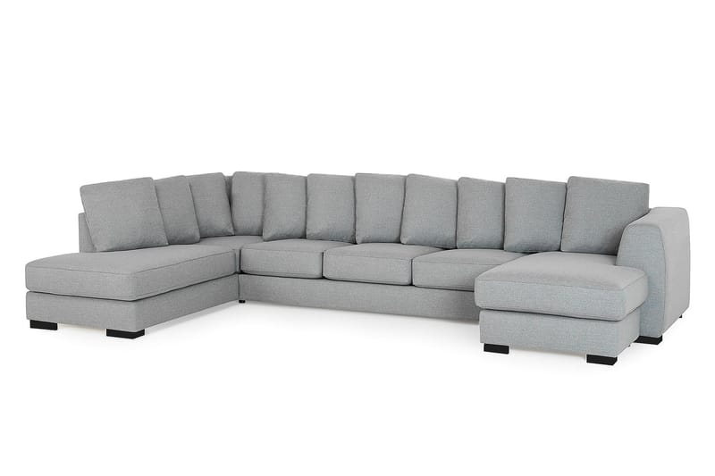 Optus U-soffa Large med Divan Höger inkl Kuvertkuddar - Ljusgrå - U-soffa