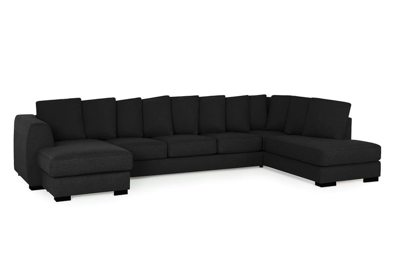 Optus U-soffa Large med Divan Vänster inkl Kuvertkuddar - Svart - U-soffa