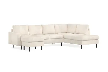 Peppe 4-sits Högervänd U-formad Soffa med Divan och Schäslong i Manchester - Beige - Möbler - Soffa - U-soffa