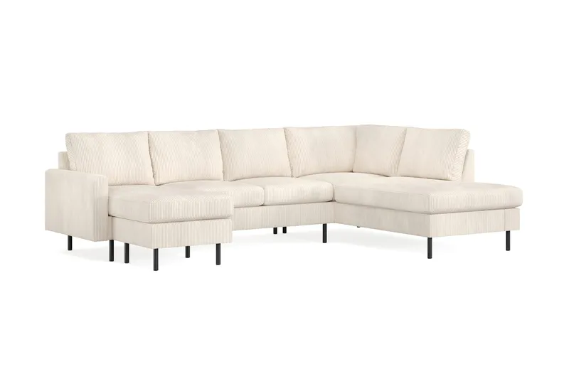 Peppe 4-sits Högervänd U-formad Soffa med Divan och Schäslong i Manchester - Beige - Möbler - Soffa - U-soffa