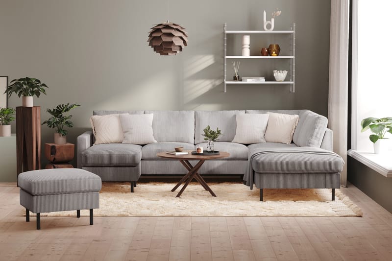 Peppe 4-sits Högervänd U-formad Soffa med Divan och Schäslong i Manchester - Mörkgrå - Möbler - Soffa - U-soffa