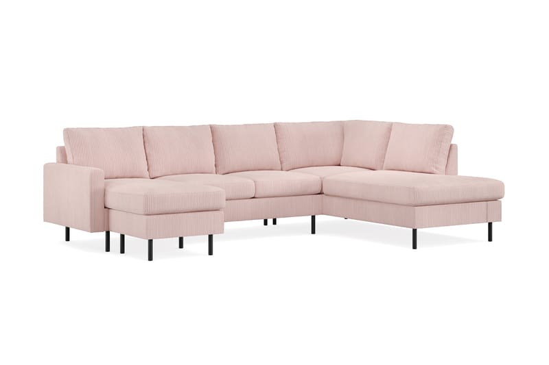 Peppe 4-sits Högervänd U-formad Soffa med Divan och Schäslong i Manchester - Rosa - Möbler - Soffa - U-soffa