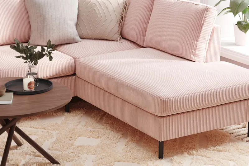 Peppe 4-sits Högervänd U-formad Soffa med Divan och Schäslong i Manchester - Rosa - Möbler - Soffa - U-soffa