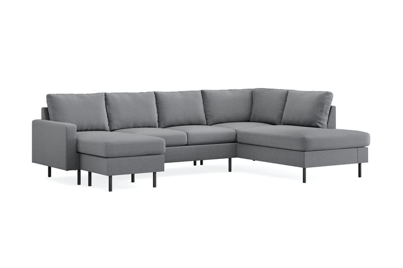 Peppe 4-sits Högervänd U-formad Soffa med Divan och Schäslong i Tyg - Ljusgrå - Möbler - Soffa - U-soffa
