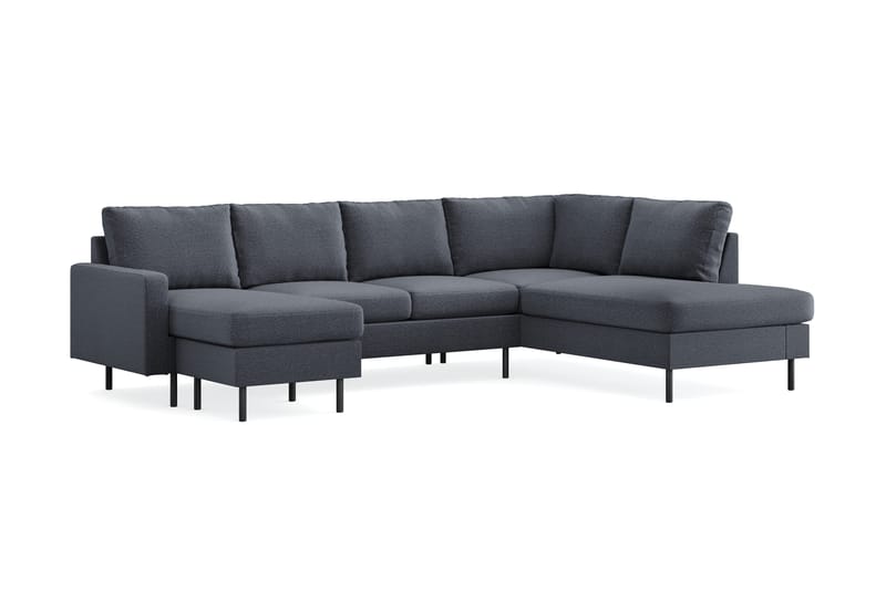 Peppe 4-sits Högervänd U-formad Soffa med Divan och Schäslong i Tyg - Mörkgrå - Möbler - Soffa - U-soffa