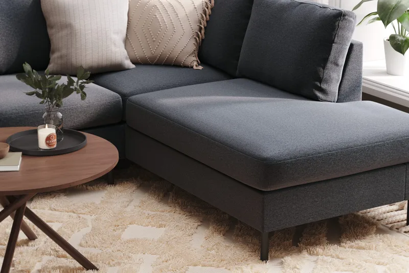 Peppe 4-sits Högervänd U-formad Soffa med Divan och Schäslong i Tyg - Mörkgrå - Möbler - Soffa - U-soffa