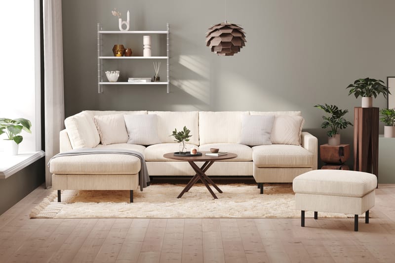 Peppe 4-sits Vänstervänd U-formad Soffa med Divan och Schäslong i Manchester - Beige - Möbler - Soffa - U-soffa
