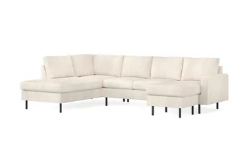 Peppe 4-sits Vänstervänd U-formad Soffa med Divan och Schäslong i Manchester - Beige - Möbler - Soffa - U-soffa