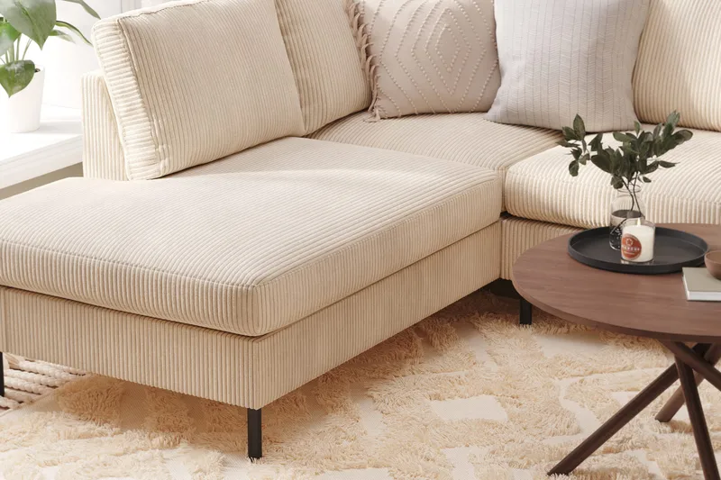 Peppe 4-sits Vänstervänd U-formad Soffa med Divan och Schäslong i Manchester - Beige - Möbler - Soffa - U-soffa