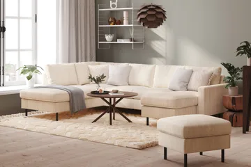 Peppe 4-sits Vänstervänd U-formad Soffa med Divan och Schäslong i Manchester - Beige - Möbler - Soffa - U-soffa