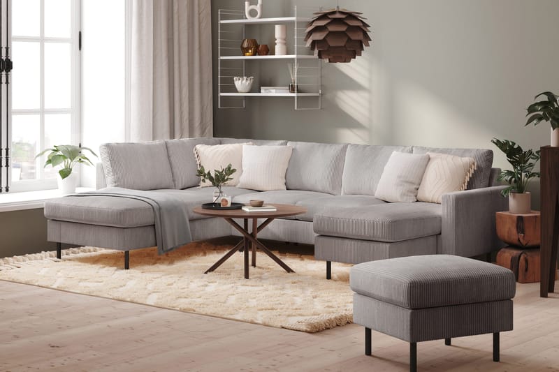 Peppe 4-sits Vänstervänd U-formad Soffa med Divan och Schäslong i Manchester - Mörkgrå - Möbler - Soffa - U-soffa