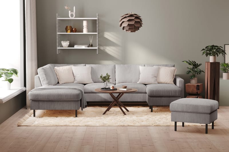 Peppe 4-sits Vänstervänd U-formad Soffa med Divan och Schäslong i Manchester - Mörkgrå - Möbler - Soffa - U-soffa