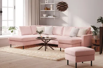 Peppe 4-sits Vänstervänd U-formad Soffa med Divan och Schäslong i Manchester - Rosa - Möbler - Soffa - U-soffa