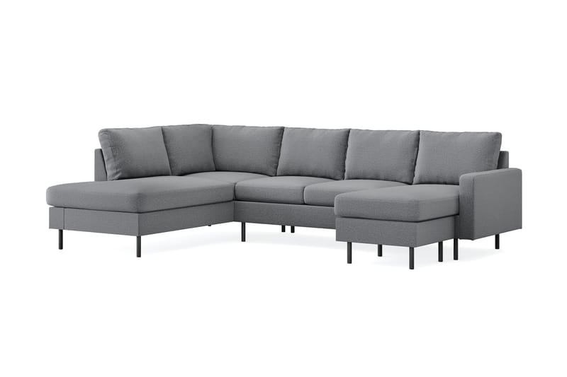 Peppe 4-sits Vänstervänd U-formad Soffa med Divan och Schäslong i Tyg - Ljusgrå - Möbler - Soffa - U-soffa