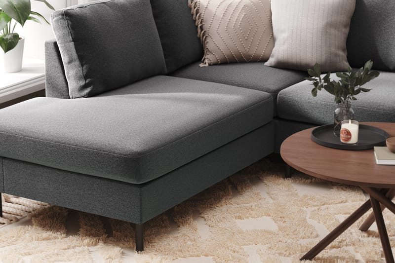 Peppe 4-sits Vänstervänd U-formad Soffa med Divan och Schäslong i Tyg - Ljusgrå - Möbler - Soffa - U-soffa