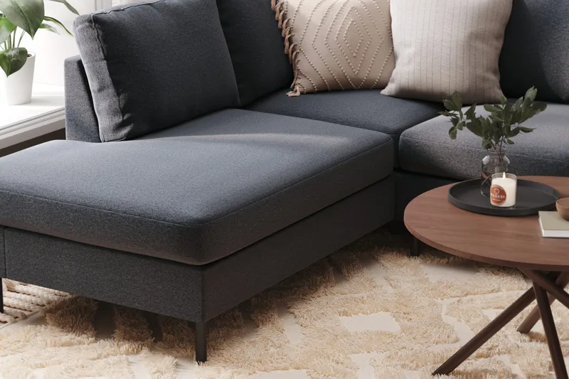 Peppe 4-sits Vänstervänd U-formad Soffa med Divan och Schäslong i Tyg - Mörkgrå - Möbler - Soffa - U-soffa