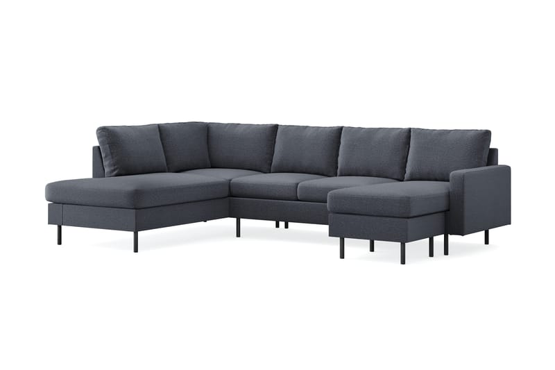 Peppe 4-sits Vänstervänd U-formad Soffa med Divan och Schäslong i Tyg - Mörkgrå - Möbler - Soffa - U-soffa