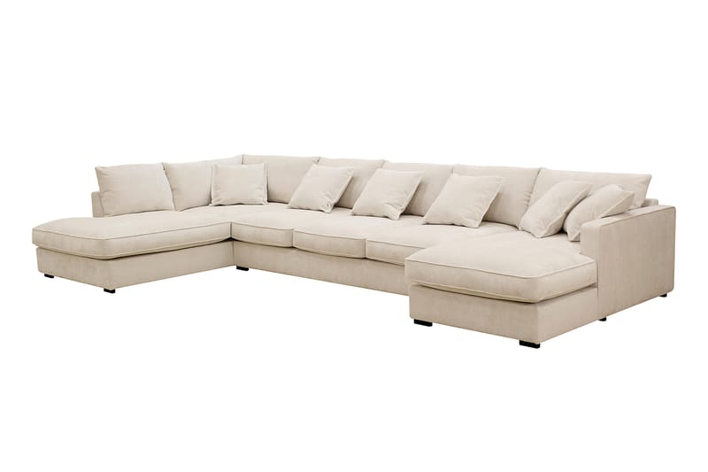 Rossita Lyx 6-sits Vänstervänd U-formad Extra djup Soffa med Divan och Schäslong i Chenille - Beige - Möbler - Soffa - U-soffa