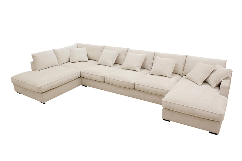 Rossita Lyx 6-sits Vänstervänd U-formad Extra djup Soffa med Divan och Schäslong i Chenille - Beige - Möbler - Soffa - U-soffa