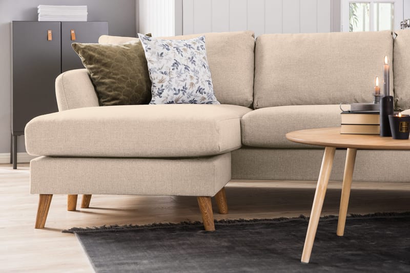 Trend 4-sits Högervänd U-formad Soffa med Divan och Schäslong i Tyg - Beige - Möbler - Soffa - U-soffa