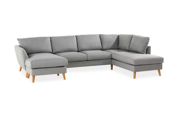 Trend 4-sits Högervänd U-formad Soffa med Divan och Schäslong i Tyg - Grå - Möbler - Soffa - U-soffa