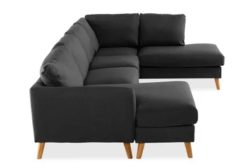 Trend 4-sits Högervänd U-formad Soffa med Divan och Schäslong i Tyg - Svart - Möbler - Soffa - U-soffa