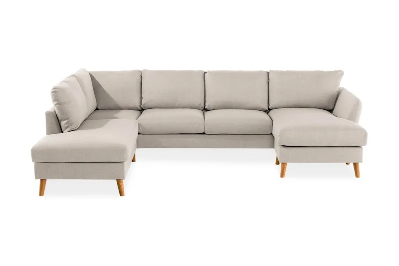 Trend 4-sits Vänstervänd U-formad Soffa med Divan och Schäslong i Tyg, Beige