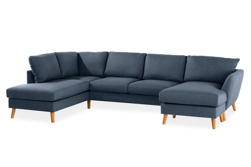 Trend 4-sits Vänstervänd U-formad Soffa med Divan och Schäslong i Tyg - Blå - Möbler - Soffa - U-soffa
