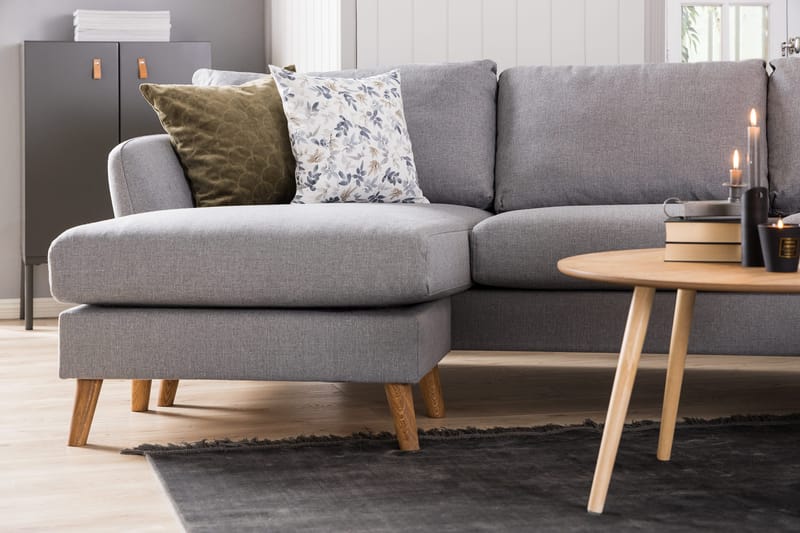 Trend 4-sits Vänstervänd U-formad Soffa med Divan och Schäslong i Tyg - Grå - Möbler - Soffa - U-soffa