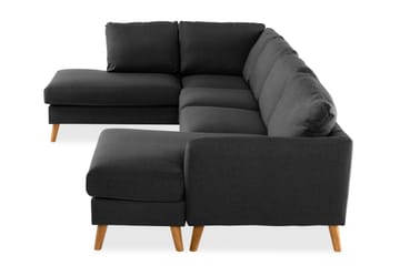 Trend 4-sits Vänstervänd U-formad Soffa med Divan och Schäslong i Tyg - Svart - Möbler - Soffa - U-soffa