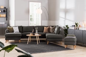 Trend 4-sits Vänstervänd U-formad Soffa med Divan och Schäslong i Tyg - Svart - Möbler - Soffa - U-soffa