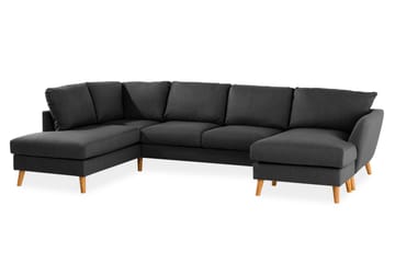 Trend 4-sits Vänstervänd U-formad Soffa med Divan och Schäslong i Tyg - Svart - Möbler - Soffa - U-soffa