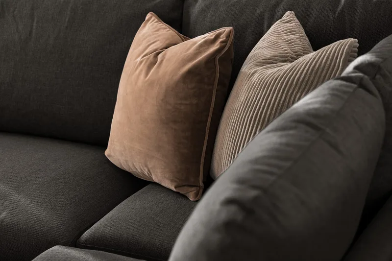 Trend 4-sits Vänstervänd U-formad Soffa med Divan och Schäslong i Tyg - Svart - Möbler - Soffa - U-soffa