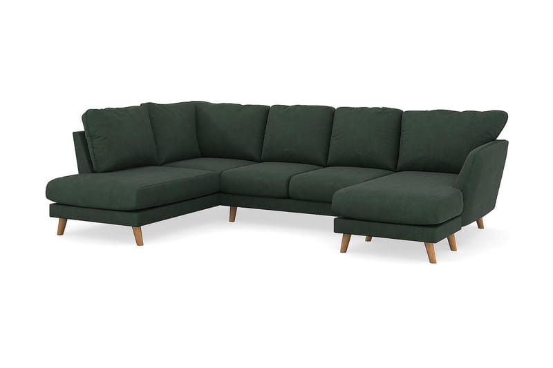 Trend Lyx 4-sits Högervänd U-formad Soffa med Divan och Schäslong i Manchester - Mörkgrön - Möbler - Soffa - U-soffa