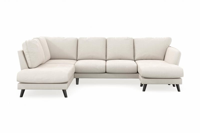Trend Lyx 4-sits Högervänd U-formad Soffa med Divan och Schäslong i Sammet - Krämvit - Möbler - Soffa - U-soffa