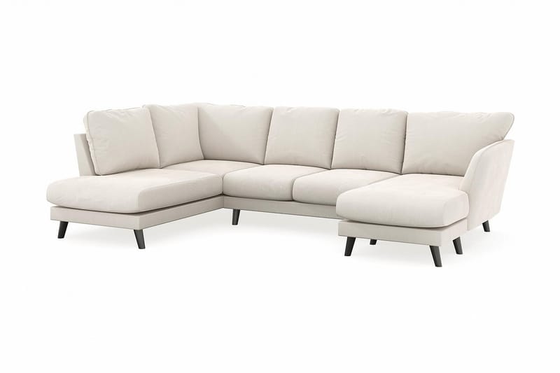 Trend Lyx 4-sits Högervänd U-formad Soffa med Divan och Schäslong i Sammet - Krämvit - Möbler - Soffa - U-soffa