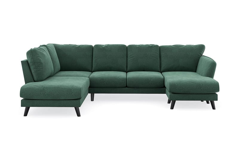 Trend Lyx 4-sits Högervänd U-formad Soffa med Divan och Schäslong i Sammet - Mörkgrön - Möbler - Soffa - U-soffa