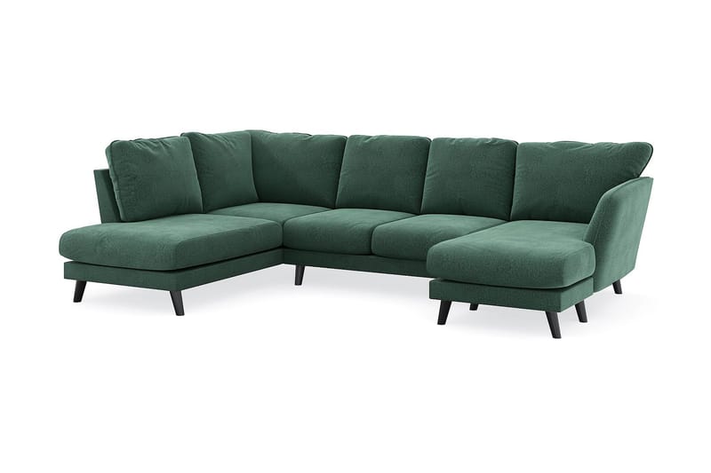 Trend Lyx 4-sits Högervänd U-formad Soffa med Divan och Schäslong i Sammet - Mörkgrön - Möbler - Soffa - U-soffa