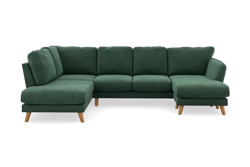 Trend Lyx 4-sits Högervänd U-formad Soffa med Divan och Schäslong i Sammet - Mörkgrön - Möbler - Soffa - U-soffa