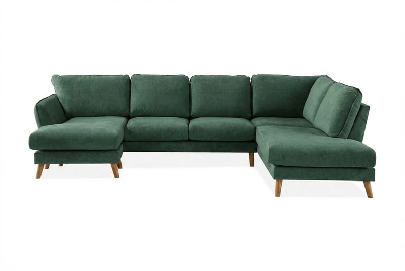 Trend Lyx 4-sits Högervänd U-formad Soffa med Divan och Schäslong i Sammet - Mörkgrön - Möbler - Soffa - U-soffa