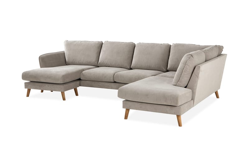 Trend Lyx 4-sits Högervänd U-formad Soffa med Divan och Schäslong i Tyg - Beige - Möbler - Soffa - U-soffa