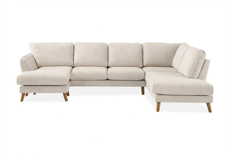 Trend Lyx 4-sits Högervänd U-formad Soffa med Divan och Schäslong i Tyg - Beige - Möbler - Soffa - U-soffa