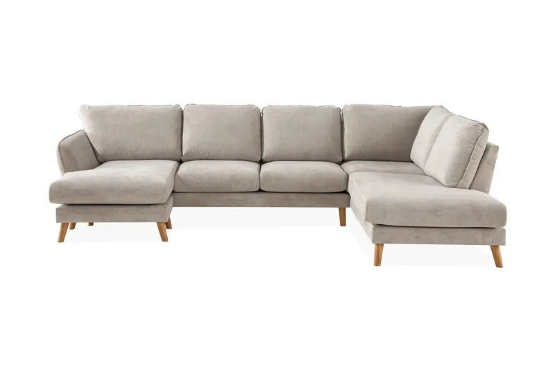 Trend Lyx 4-sits Högervänd U-formad Soffa med Divan och Schäslong i Tyg - Beige - Möbler - Soffa - U-soffa